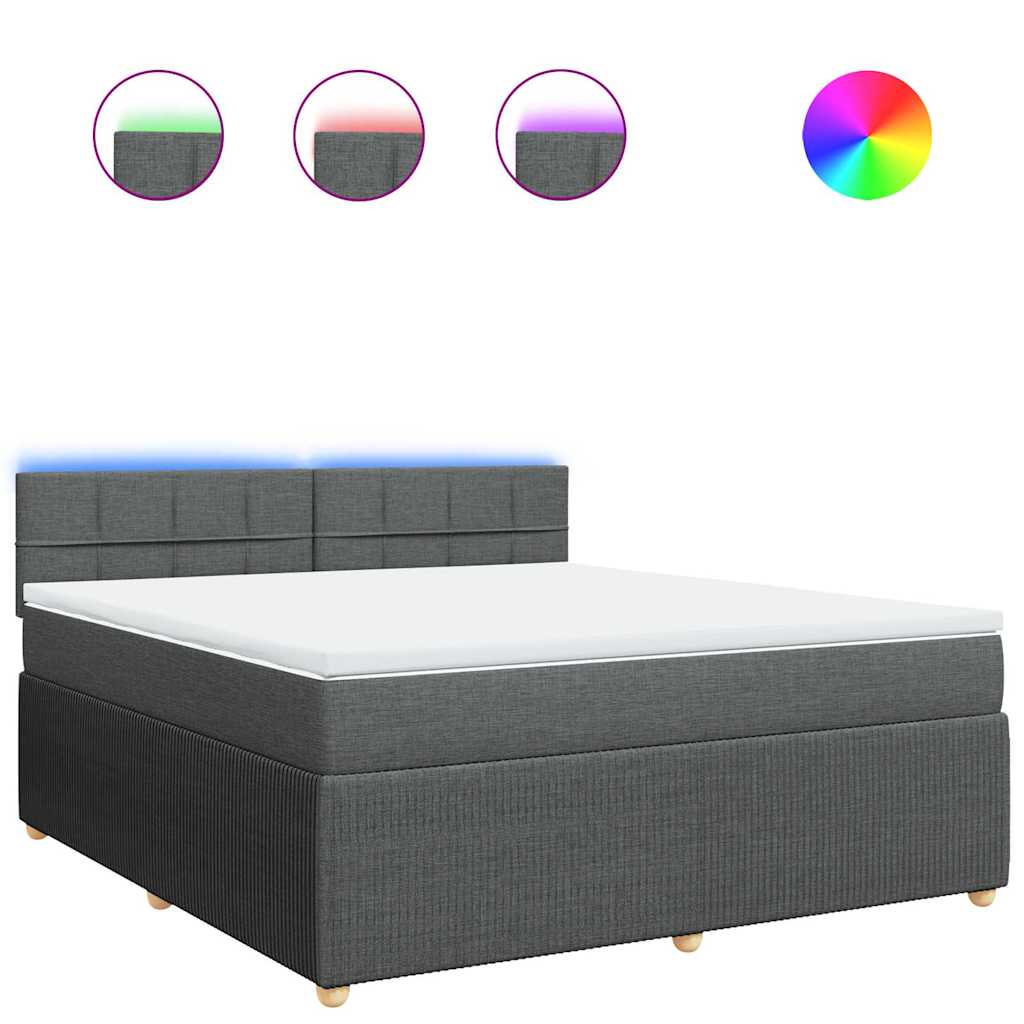 vidaXL Box spring postel s matrací tmavě šedá 180x200 cm textil