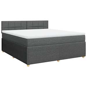 Box spring postel s matrací tmavě šedá 180x200 cm textil - obrázek 3