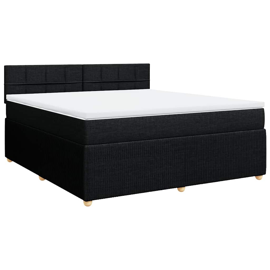 vidaXL Boxspring met matras stof zwart 180x200 cm afbeelding
