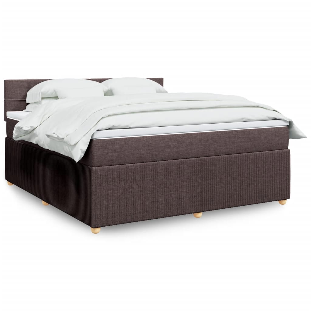 vidaXL Boxspringbett mit Matratze Dunkelbraun 180x200 cm Stoff