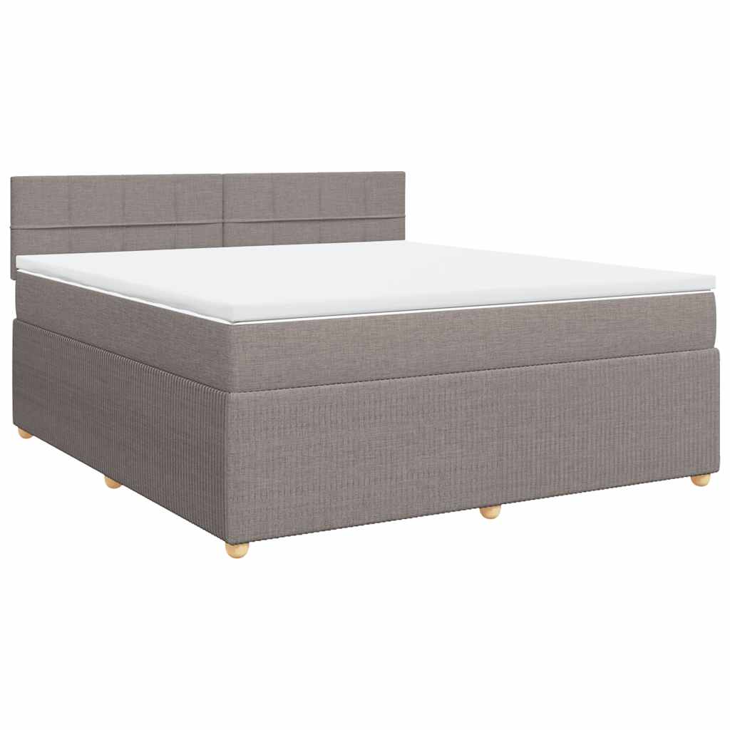 vidaXL Boxspring met matras stof taupe 180x200 cm afbeelding