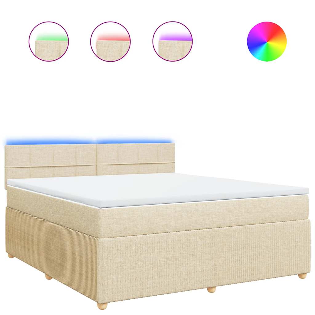 vidaXL Box spring postel s matrací krémová 180x200 cm textil