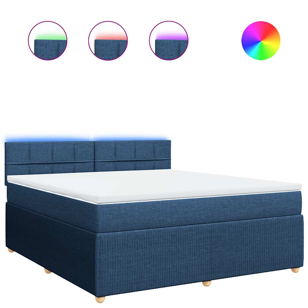 Thumbnail - vidaXL Boxspringbett mit Matratze Blau 180x200 cm Stoff