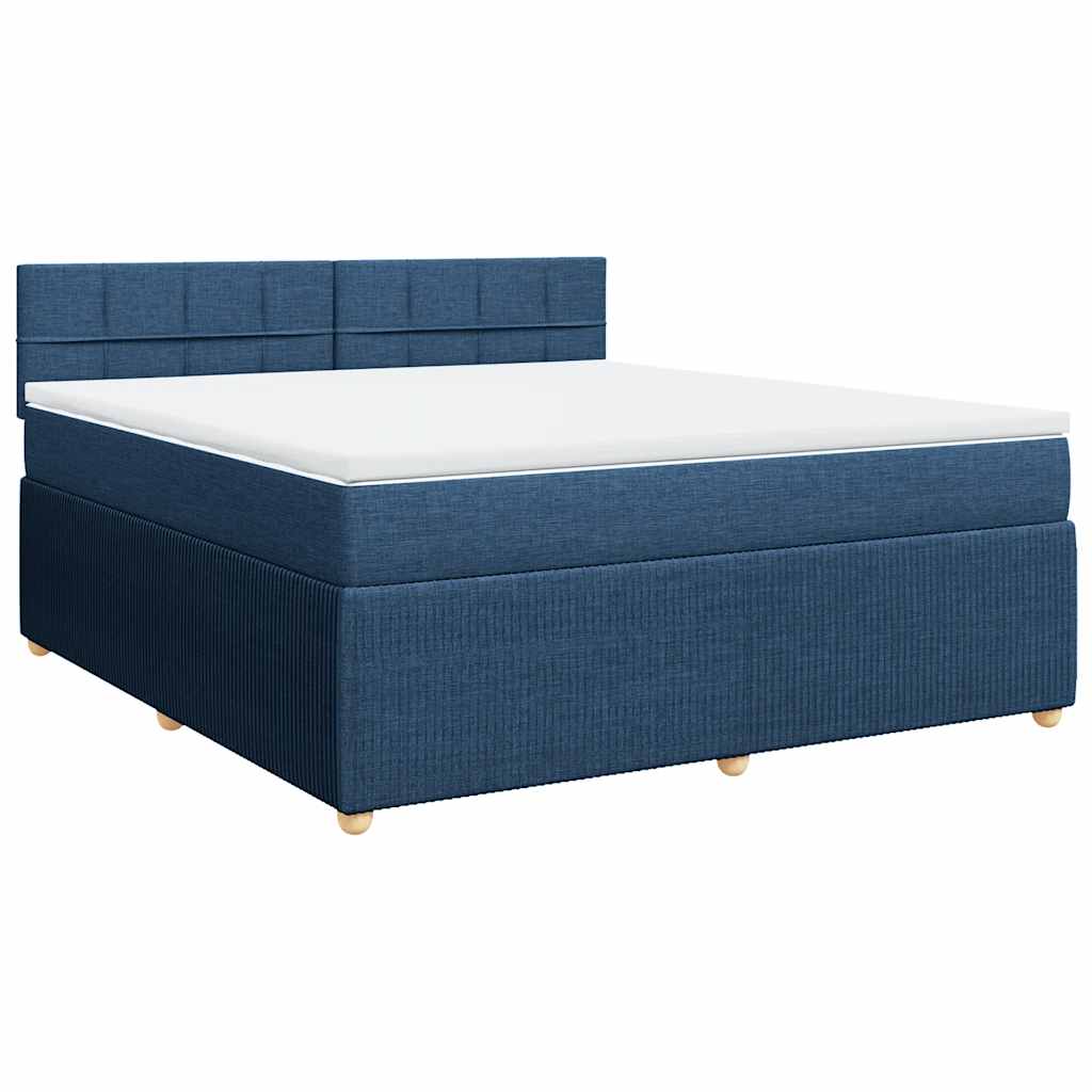 vidaXL Boxspring met matras stof blauw 180x200 cm afbeelding