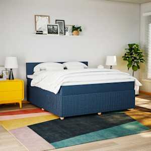 Box spring postel s matrací modrá 180x200 cm textil - obrázek 4