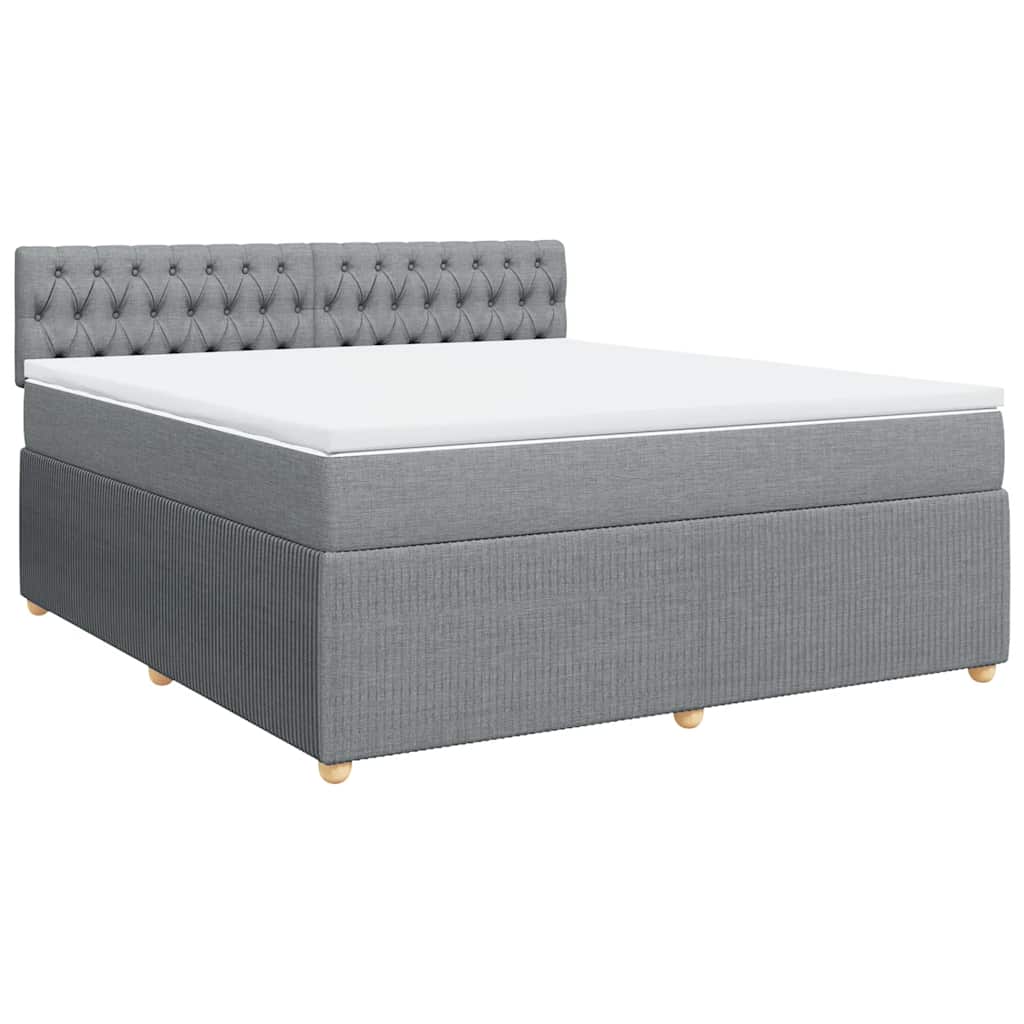 vidaXL Boxspring met matras stof lichtgrijs 180x200 cm afbeelding