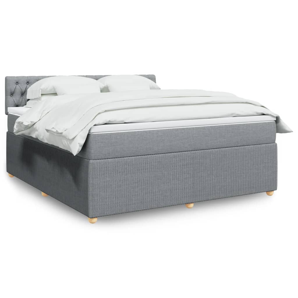 Boxspringbett mit Matratze Hellgrau 180×200 cm Stoff