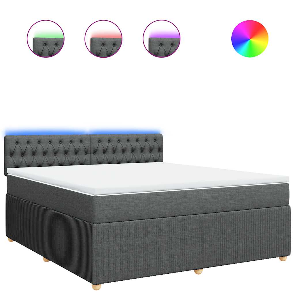 Thumbnail - vidaXL Boxspringbett mit Matratze Dunkelgrau 180x200 cm Stoff