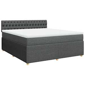 Box spring postel s matrací tmavě šedá 180x200 cm textil - obrázek 3