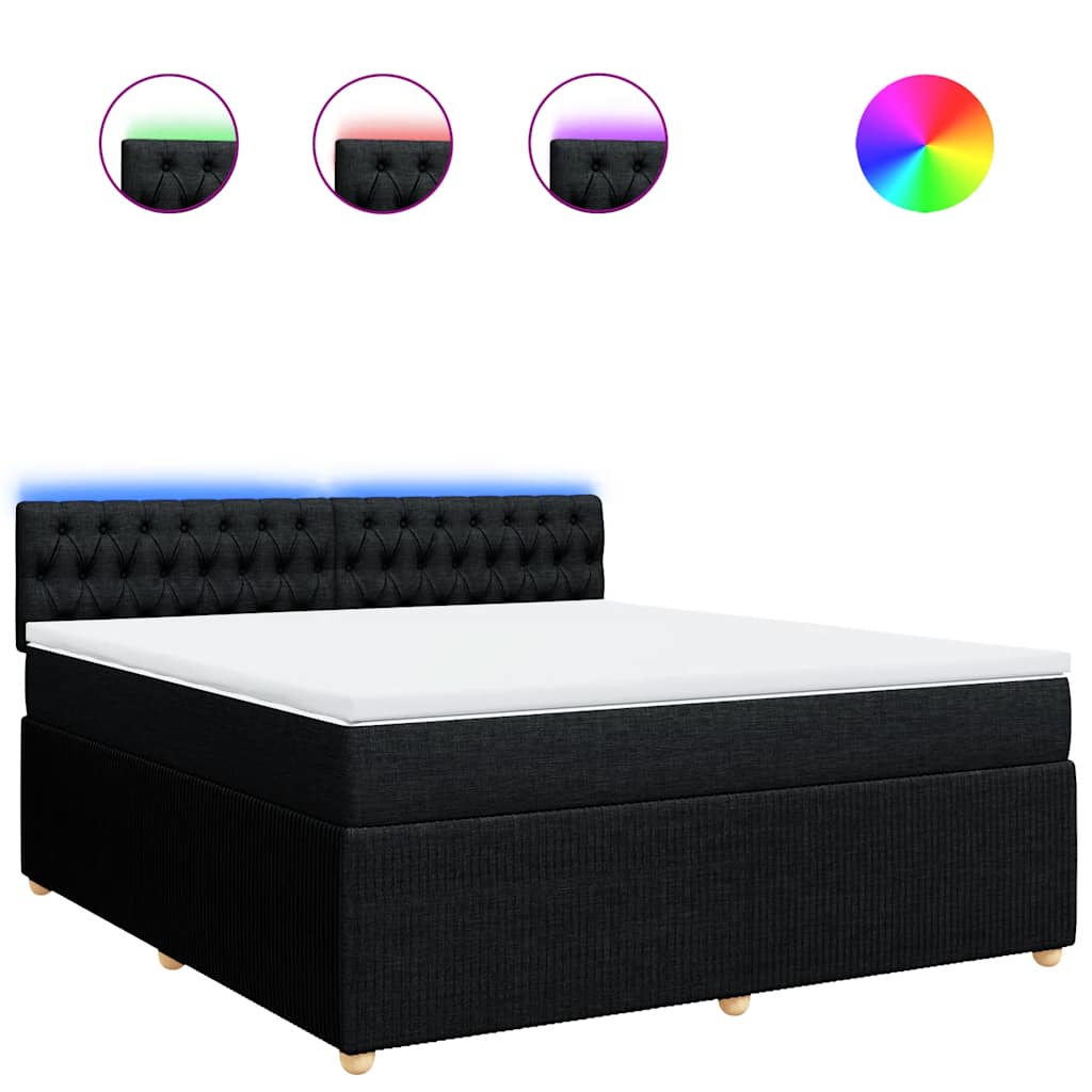vidaXL Box spring postel s matrací černá 180x200 cm textil