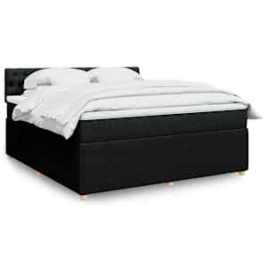 Box spring postel s matrací černá 180x200 cm textil - obrázek 1