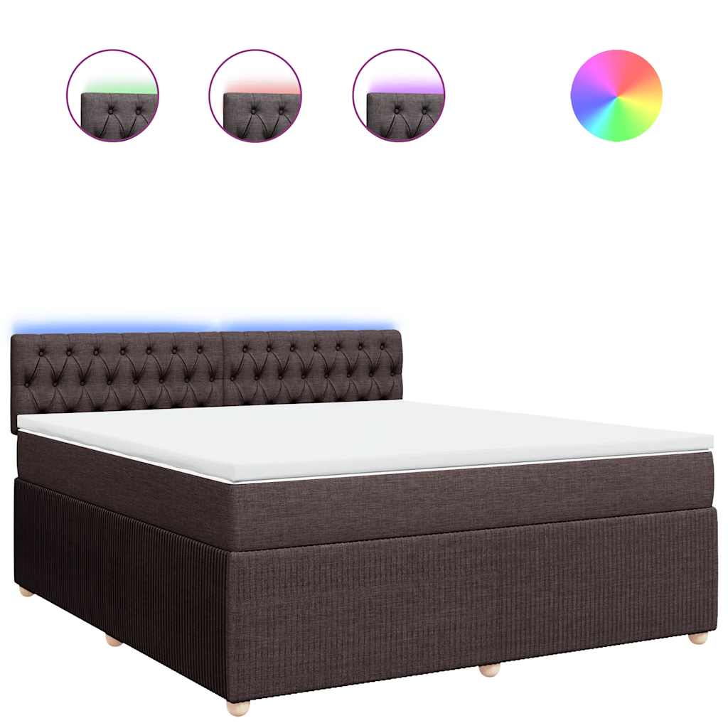 vidaXL Box spring postel s matrací tmavě hnědá 180x200 cm textil