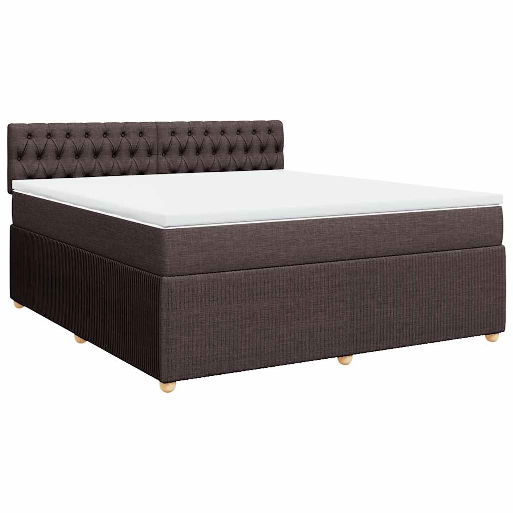 vidaXL Boxspring met matras stof donkerbruin 180x200 cm afbeelding