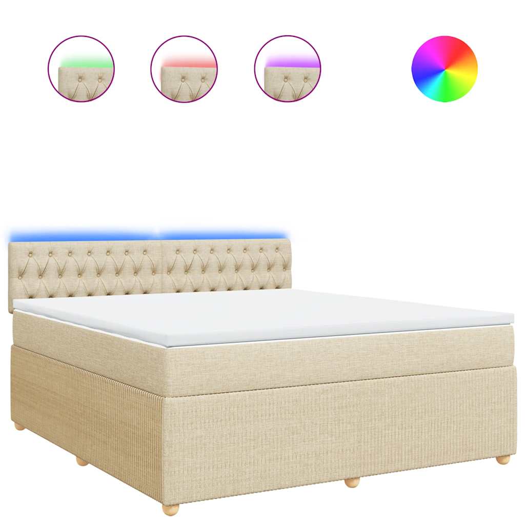 vidaXL Box spring postel s matrací krémová 180x200 cm textil