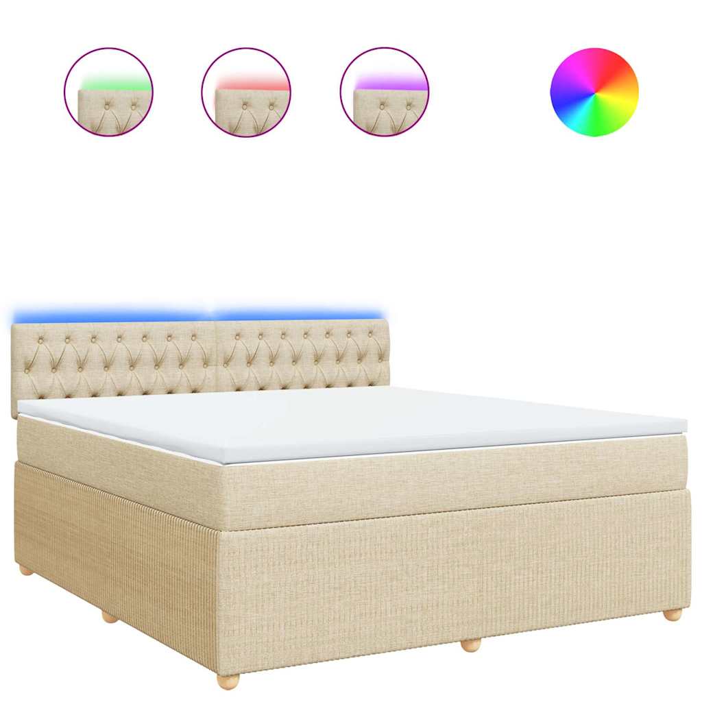 vidaXL Box spring postel s matrací krémová 180x200 cm textil
