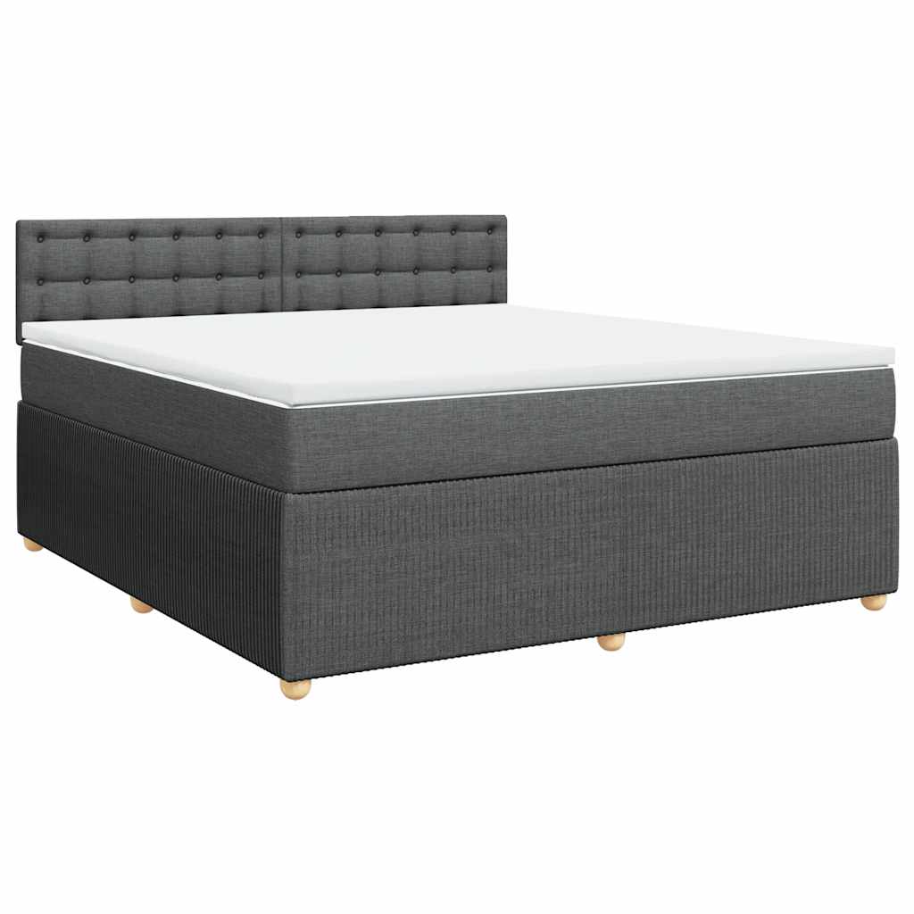 vidaXL Boxspring met matras stof donkergrijs 180x200 cm afbeelding