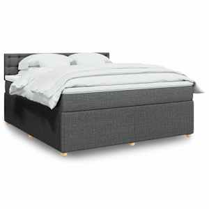 Box spring postel s matrací tmavě šedá 180x200 cm textil - obrázek 1