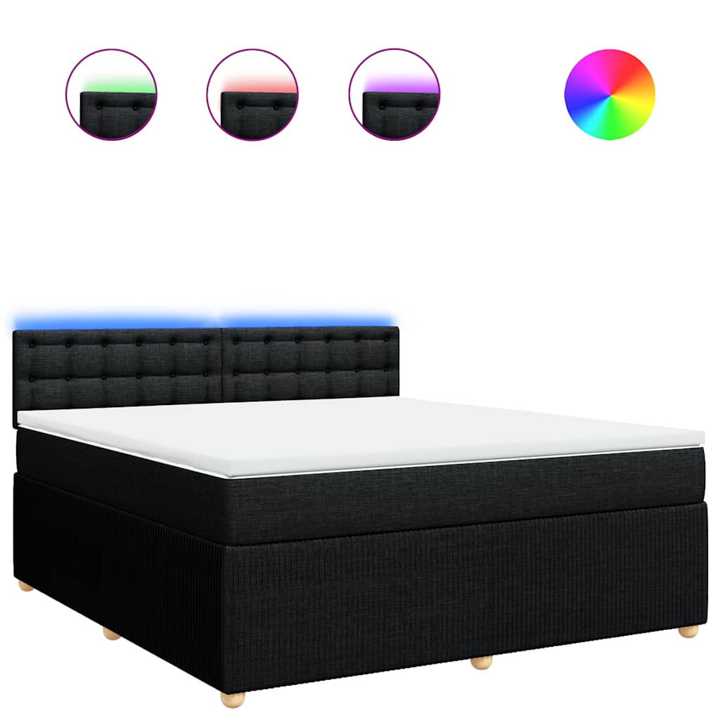 vidaXL Box spring postel s matrací černá 180x200 cm textil