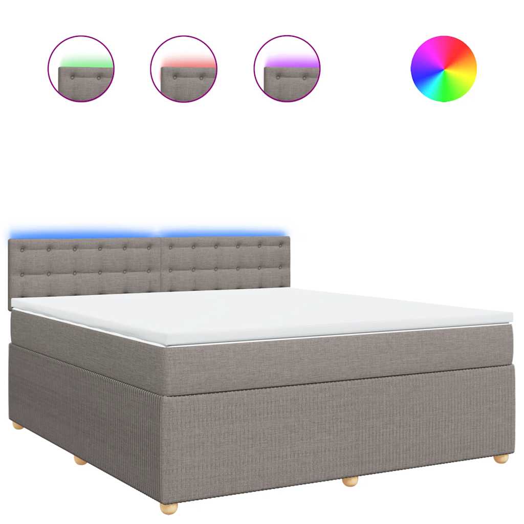 vidaXL Boxspring met matras stof taupe 180x200 cm, foto 3