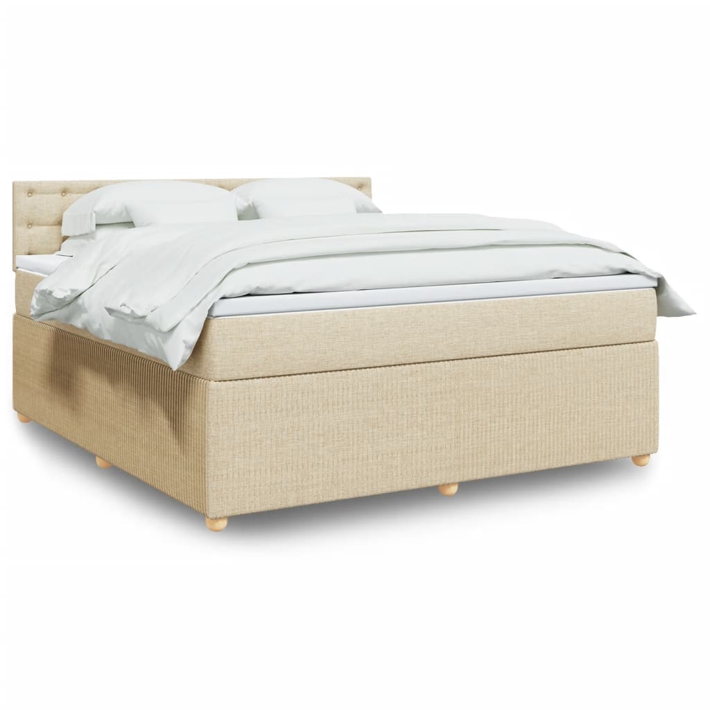 Boxspringbett mit Matratze Creme 180×200 cm Stoff