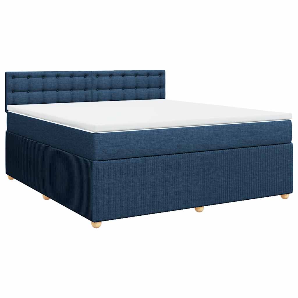 vidaXL Boxspring met matras stof blauw 180x200 cm afbeelding