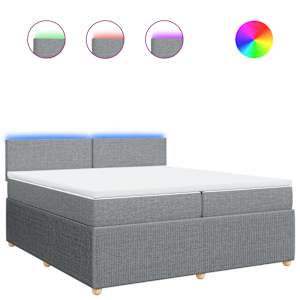 Box spring postel s matrací světle šedá 200 x 200 cm textil - obrázek 2