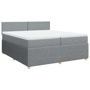 Box spring postel s matrací světle šedá 200 x 200 cm textil - obrázek 3