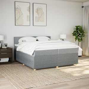 Box spring postel s matrací světle šedá 200 x 200 cm textil - obrázek 4
