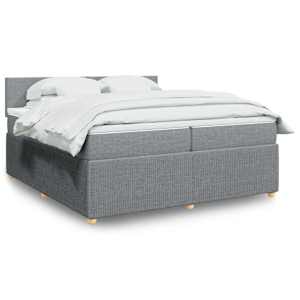 Box spring postel s matrací světle šedá 200 x 200 cm textil - obrázek 1