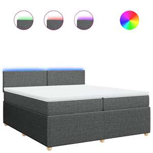 Box spring postel s matrací tmavě šedá 200x200 cm textil - obrázek 2