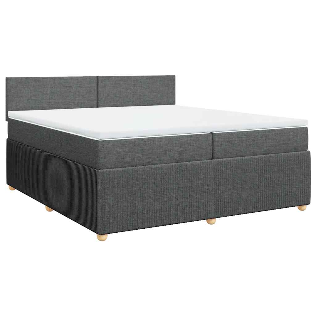 vidaXL Boxspring met matras stof donkergrijs 200x200 cm afbeelding