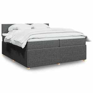 Box spring postelja z vzmetnico temno siva 200x200 cm blago