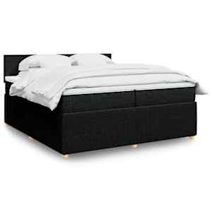 Box spring postel s matrací černá 200x200 cm textil - obrázek 1