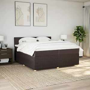 Box spring postel s matrací tmavě hnědá 200x200 cm textil - obrázek 4