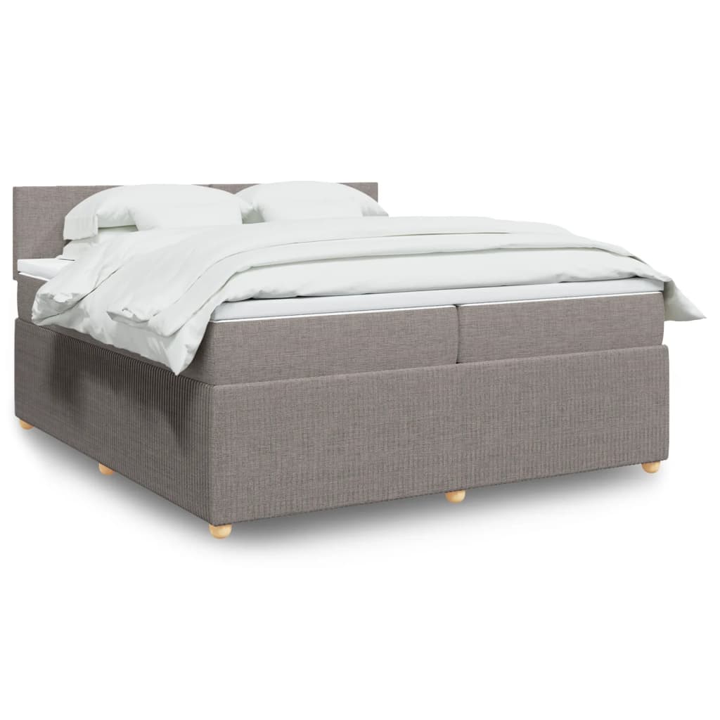 vidaXL Giroletto a Molle con Materasso Tortora 200x200 cm in Tessuto
