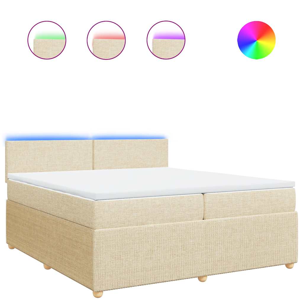 vidaXL Box spring postel s matrací krémová 200x200 cm textil