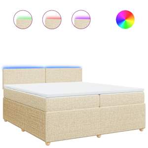 Box spring postel s matrací krémová 200x200 cm textil - obrázek 2