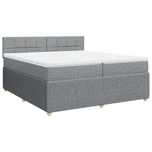 Box spring postel s matrací světle šedá 200 x 200 cm textil - obrázek 3