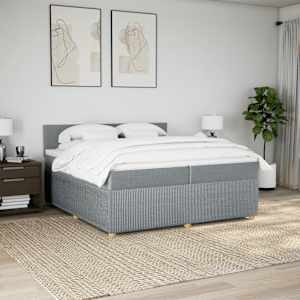 Box spring postel s matrací světle šedá 200 x 200 cm textil - obrázek 4
