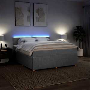 Box spring postel s matrací světle šedá 200 x 200 cm textil - obrázek 5