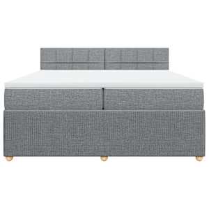 Box spring postel s matrací světle šedá 200 x 200 cm textil - obrázek 6