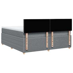 Box spring postel s matrací světle šedá 200 x 200 cm textil - obrázek 8