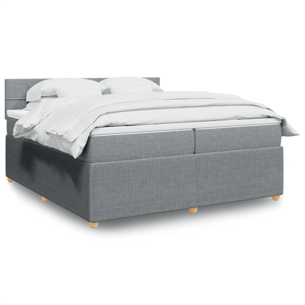 Boxspringbett mit Matratze Hellgrau 200×200 cm Stoff