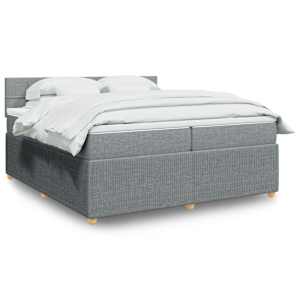 Box spring postel s matrací světle šedá 200 x 200 cm textil - obrázek 1