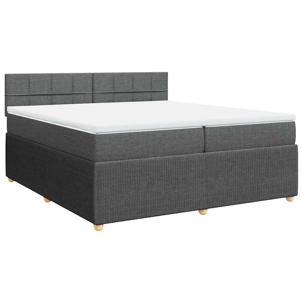 vidaXL Boxspring met matras stof donkergrijs 200x200 cm afbeelding