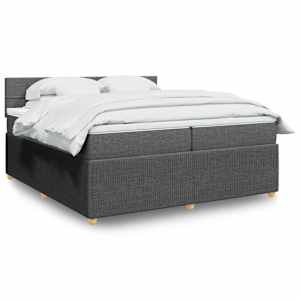 Box spring postel s matrací tmavě šedá 200x200 cm textil - obrázek 1