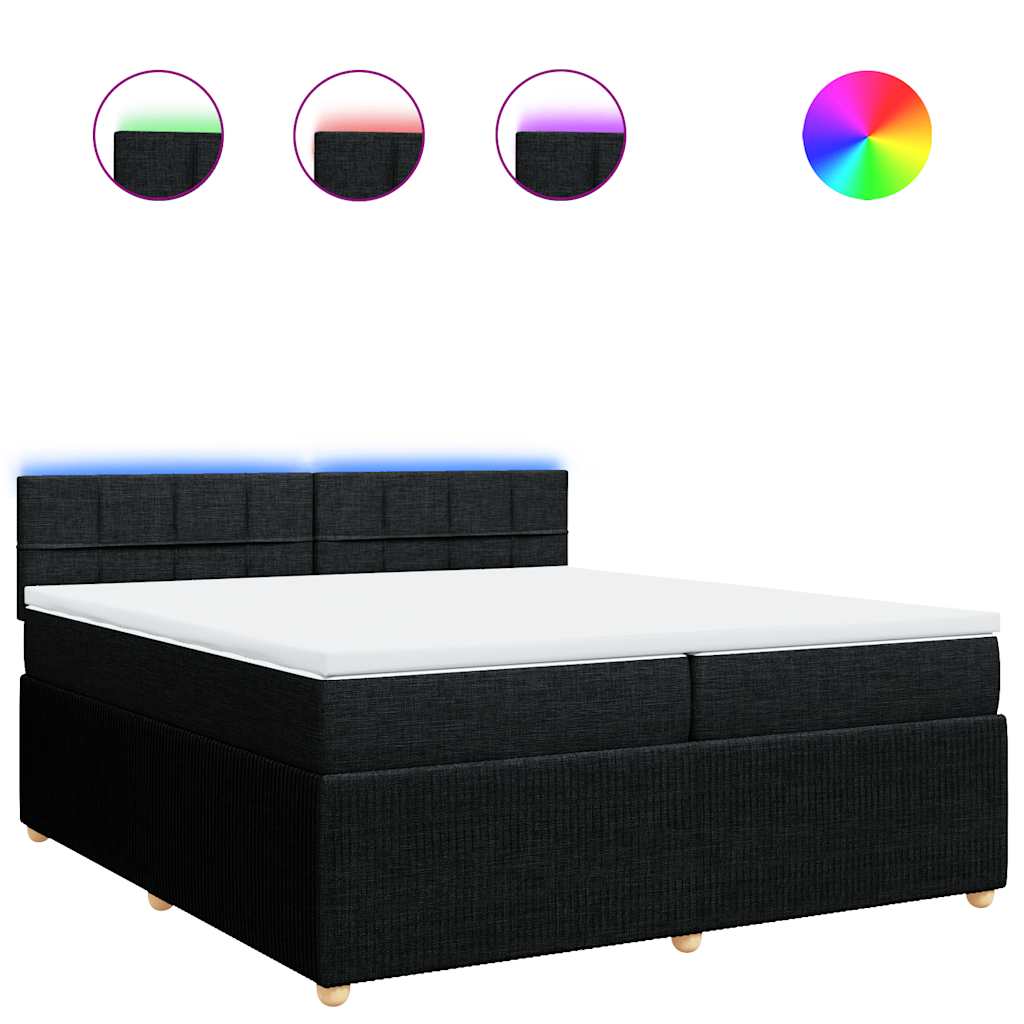 vidaXL Box spring postel s matrací černá 200x200 cm textil