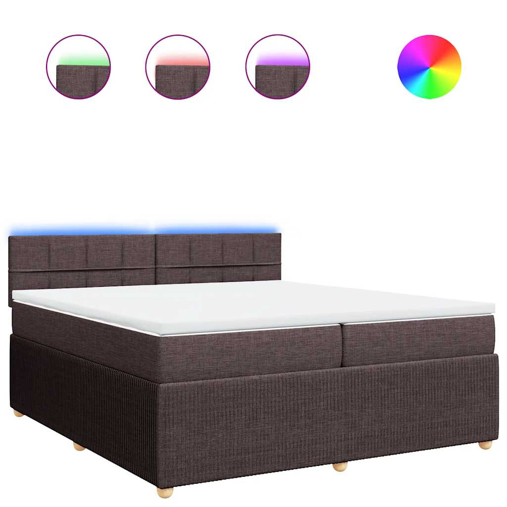 vidaXL Box spring postel s matracĂ­ tmavÄ› hnÄ›dĂˇ 200x200 cm textil