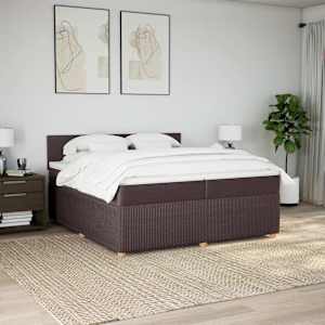 Box spring postel s matrací tmavě hnědá 200x200 cm textil - obrázek 4