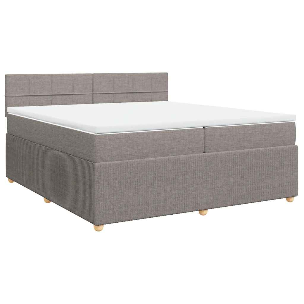 vidaXL Boxspring met matras stof taupe 200x200 cm afbeelding